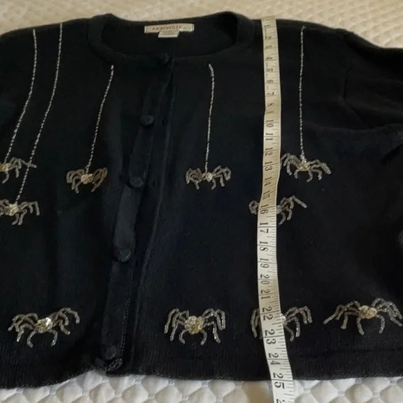 ARRIVISTE Black Cardigan with Silver Spider Accents - Picture 5 of 8